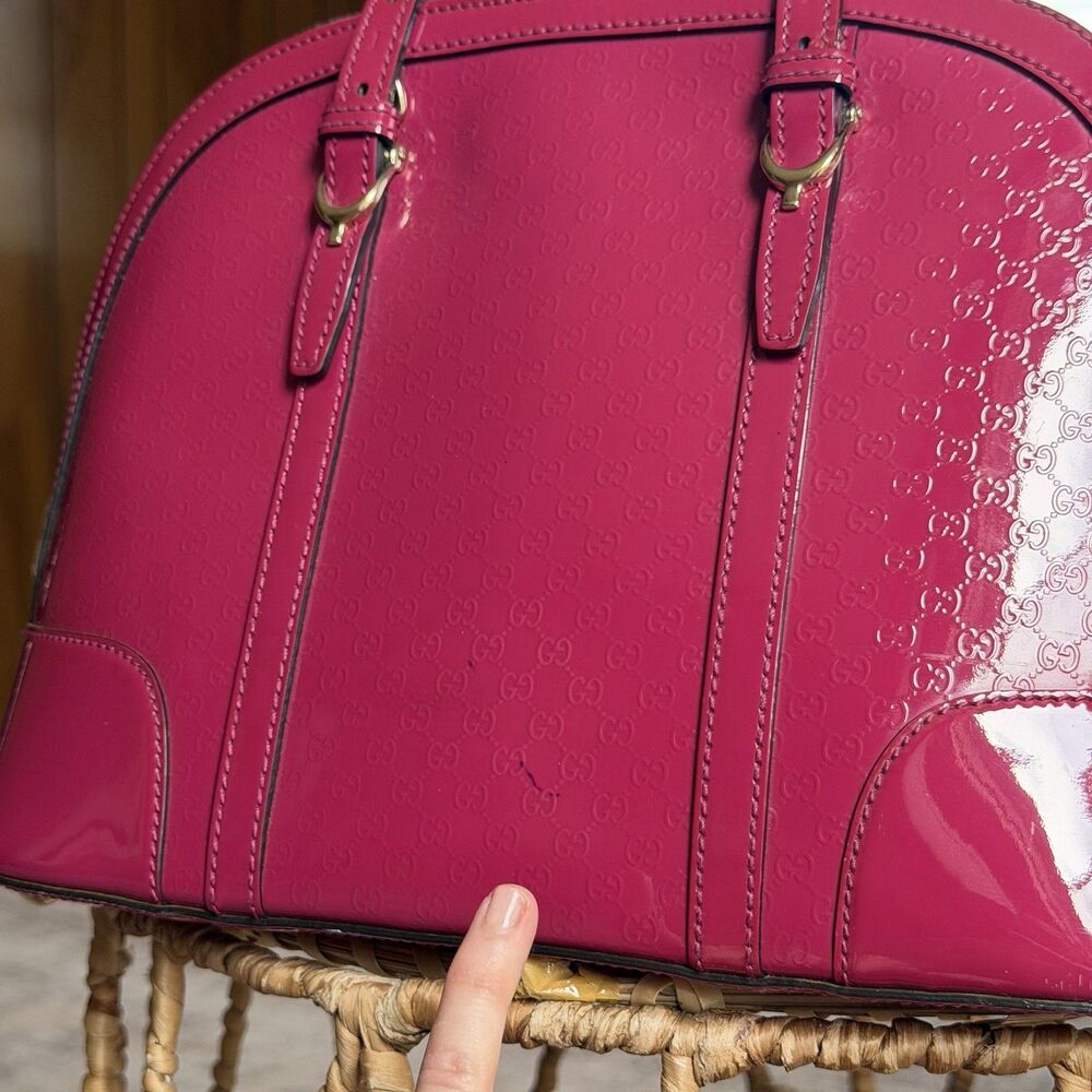 Gucci Microguccissima Pink Patent Leather Nice Dome Bag Pre-Loved Authentic - Picture 12 of 16
